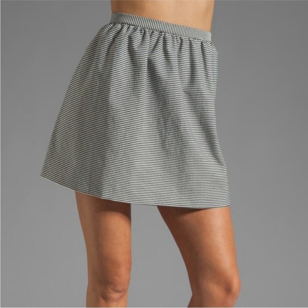 Alice + Olivia Francys Short Skirt Striped Mini Black White Aline Size 4